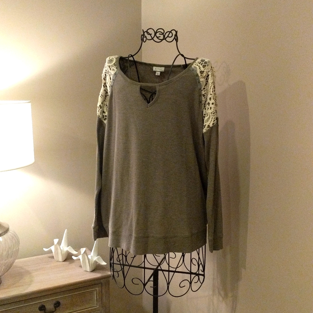 Mix print long sleeve top